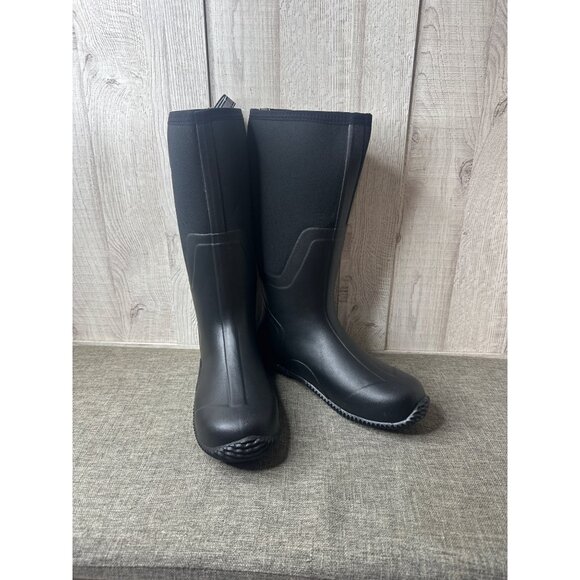 Fans Waterproof Farming Fishing & Hunting Boots Mens Size 13 Black Rubber Upper - Picture 1 of 7